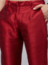 Vastramay Men's Gold Silk Blend Curved Kurta Pant Set