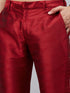 Vastramay Men's Maroon Silk Blend Curved Kurta Pant Set