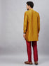 Vastramay Men's Mustard Silk Blend Curved Kurta Pant Set