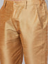 Vastramay Men's Mustard Silk Blend Curved Kurta Pant Set