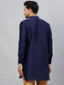 Vastramay Vastramay Men's Navy Blue Silk Blend Curved Kurta