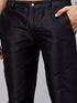 Vastramay Men's Navy Blue Silk Blend Curved Kurta Pant Set