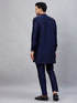 Vastramay Men's Navy Blue Silk Blend Curved Kurta Pant Set