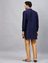 Vastramay Men's Navy Blue Silk Blend Curved Kurta Pant Set