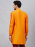 Vastramay Vastramay Men's Orange Silk Blend Curved Kurta