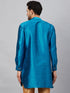 Vastramay Vastramay Men's Turquoise Silk Blend Curved Kurta