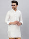 Vastramay Vastramay Men's White Silk Blend Curved Kurta