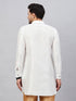 Vastramay Vastramay Men's White Silk Blend Curved Kurta