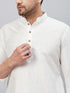 Vastramay Vastramay Men's White Silk Blend Curved Kurta