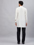 Vastramay Men's White Silk Blend Curved Kurta Pant Set