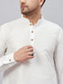 Vastramay Men's White Silk Blend Curved Kurta Pant Set