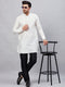 Vastramay Men's White Silk Blend Curved Kurta Pant Set