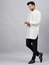 Vastramay Men's White Silk Blend Curved Kurta Pant Set