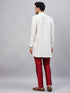 Vastramay Men's White Silk Blend Curved Kurta Pant Set
