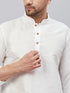 Vastramay Men's White Silk Blend Curved Kurta Pant Set
