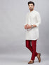 Vastramay Men's White Silk Blend Curved Kurta Pant Set