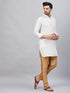 Vastramay Men's White Silk Blend Curved Kurta Pant Set