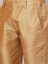 Vastramay Men's Wine Silk Blend Curved Kurta Pant Set