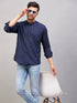 Vastramay Men's Blue Short Cotton Kurta