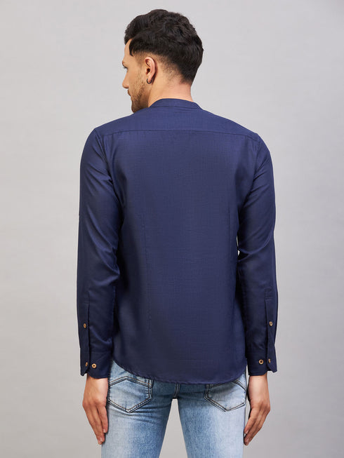 Vastramay Men's Blue Short Cotton Kurta
