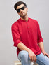 Vastramay Men's Maroon Short Cotton Kurta