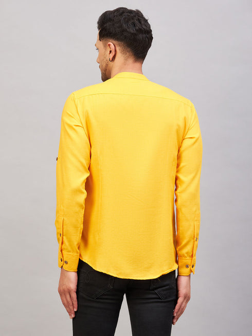 Vastramay Men's Mustard Short Cotton Kurta