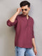 Vastramay Men's Purple Short Cotton Kurta