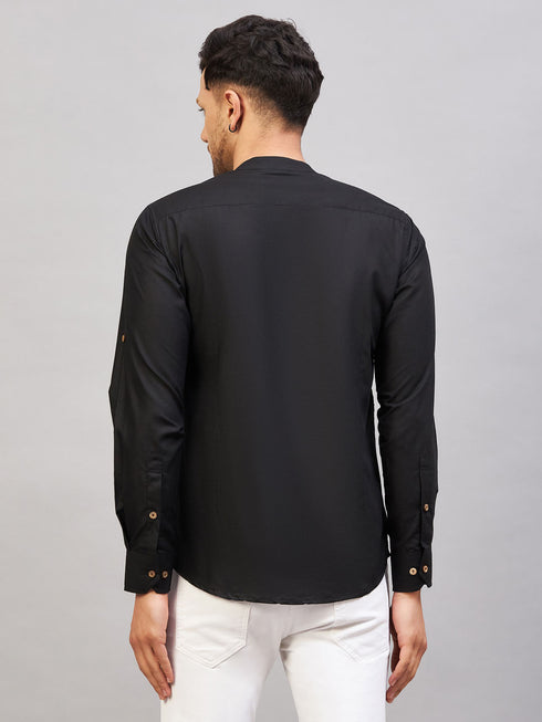 Vastramay Men's Black Short Cotton Kurta