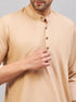 Vastramay Men's Chiku Brown Short Cotton Kurta