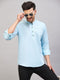 Vastramay Men's Aqua Short Cotton Kurta