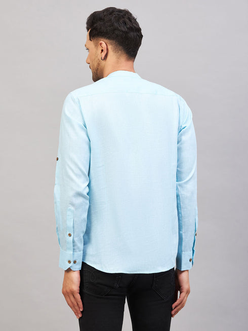 Vastramay Men's Aqua Short Cotton Kurta