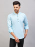 Vastramay Men's Aqua Short Cotton Kurta