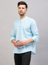 Vastramay Men's Aqua Short Cotton Kurta