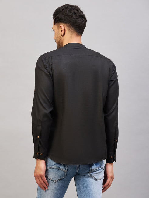 Vastramay Men's Black Short Cotton Kurta