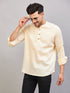 Vastramay Men's Cream Short Cotton Kurta
