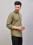 Vastramay Men's Green Short Cotton Kurta