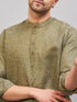 Vastramay Men's Green Short Cotton Kurta