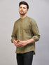 Vastramay Men's Green Short Cotton Kurta