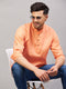 Vastramay Men's Orange Short Cotton Kurta