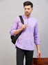 Vastramay Men's Purple Short Cotton Kurta