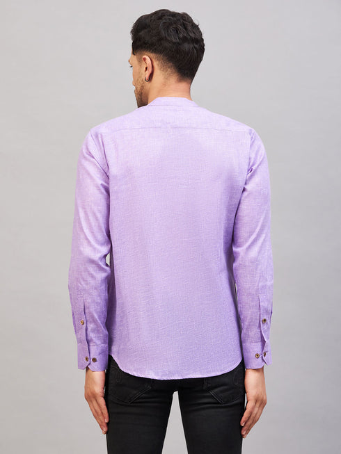 Vastramay Men's Purple Short Cotton Kurta