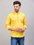 Vastramay Men's Yellow Short Cotton Kurta