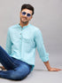 Vastramay Men's Aqua Short Cotton Kurta