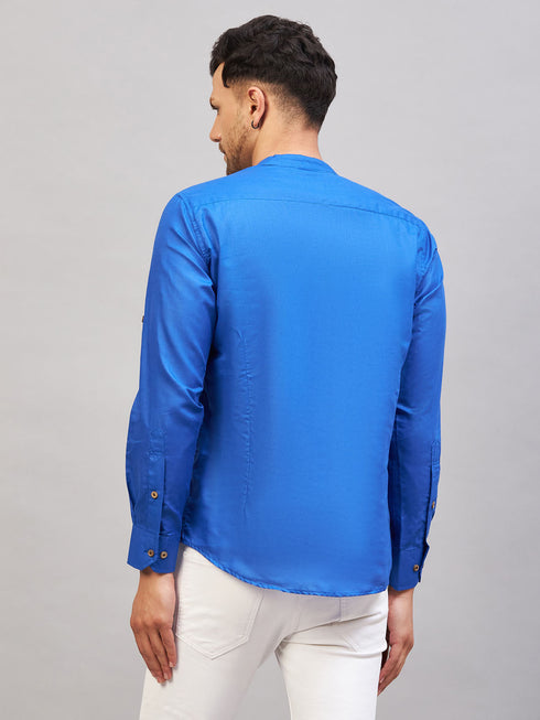 Vastramay Men's Blue Short Cotton Kurta