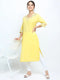 Vasthrlay Yellow Printed Straight Kurtas