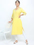 Vasthrlay Yellow Printed Straight Kurtas
