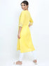 Vasthrlay Yellow Printed Straight Kurtas