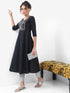 Vasthrlay Black Printed A-Line Kurtas