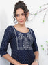 Vasthrlay Navy Blue Printed A-Line Kurtas