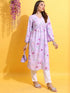 Vasthrlay Lavender Printed A-Line Kurtas
